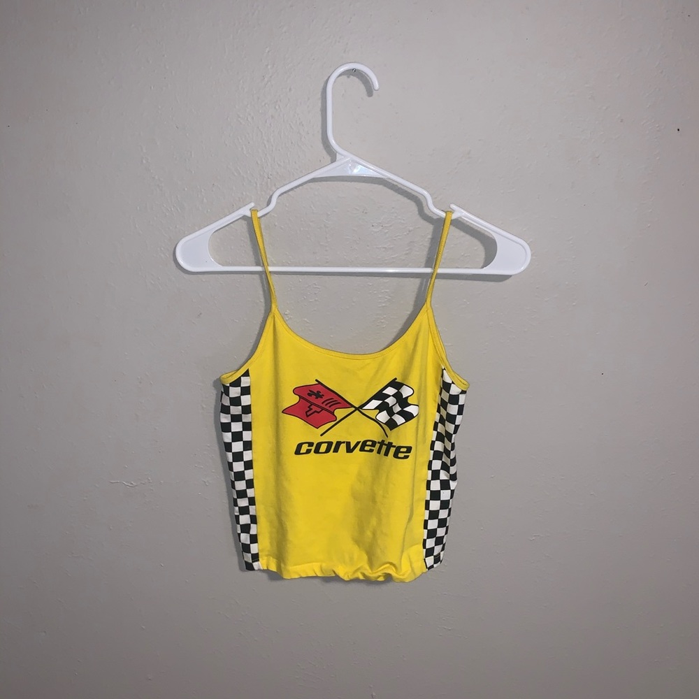 Chemistry Yellow & Black/White Checkered Top (S)